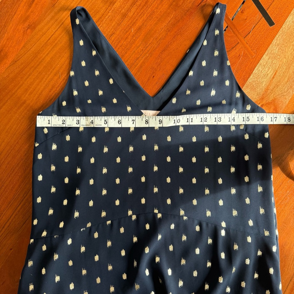 Ted Baker Printed Navy Blue Metallic-Dot High low Dress - Picture 9 of 13